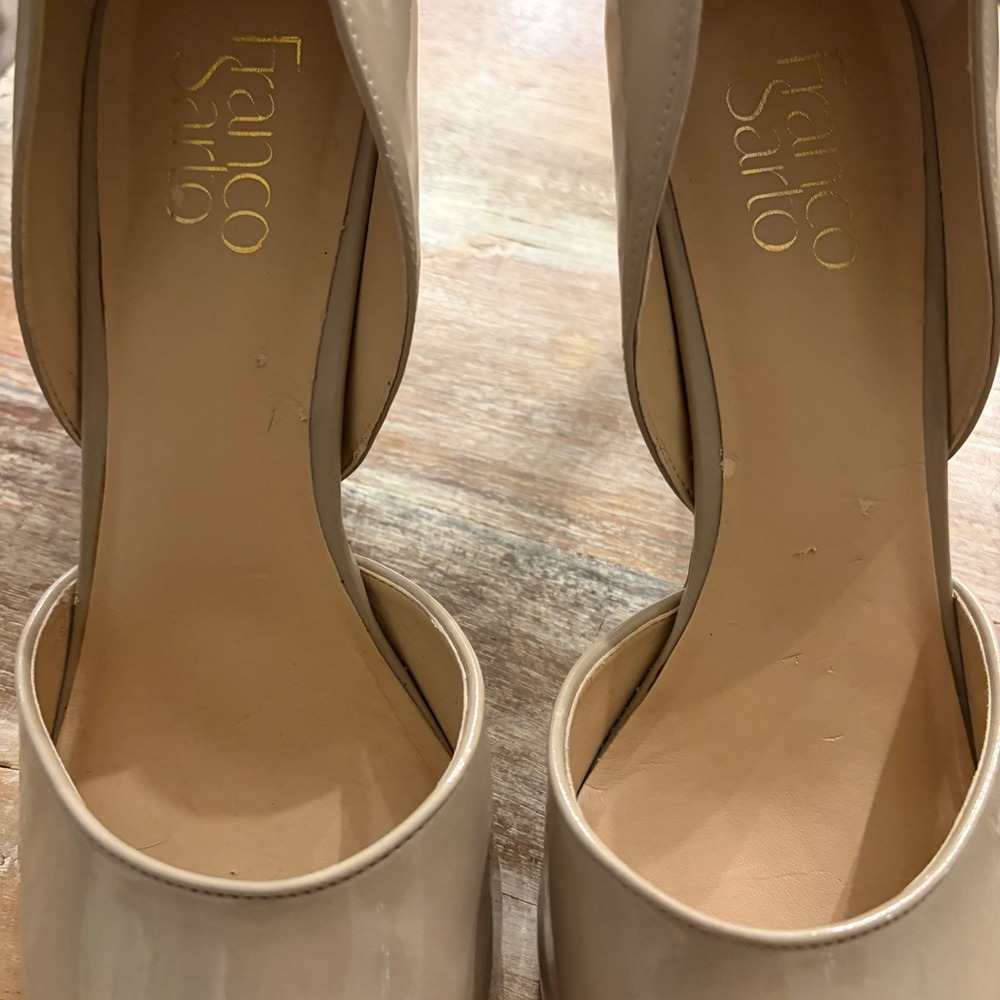 Franco Sarto Arrow Nude Patent d'Orsay Pointed Toe Pumps Heels Womens 9.5M - Picture 7 of 11